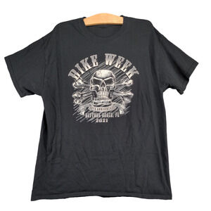 Unbranded Men's Bike Week 80th Anniversary Skull T-Shirt Black M Short Sleeve